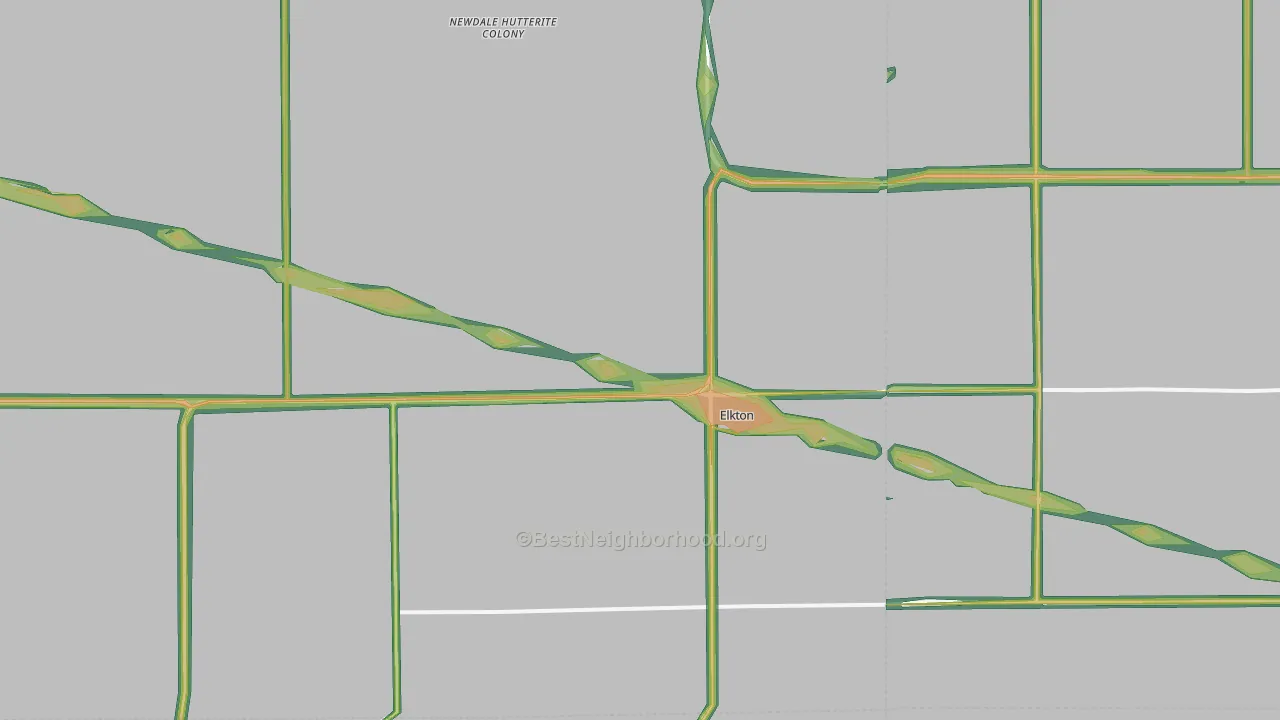 Elkton, SD Map of Noise Levels in Elkton