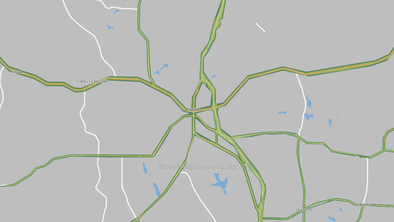 Ellaville, GA Map of Noise Levels in Ellaville