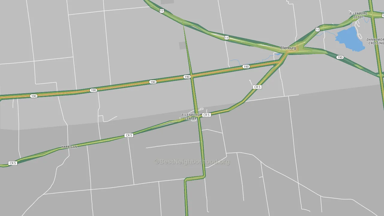 Ellenburg Center, NY Map of Noise Levels in Ellenburg Center