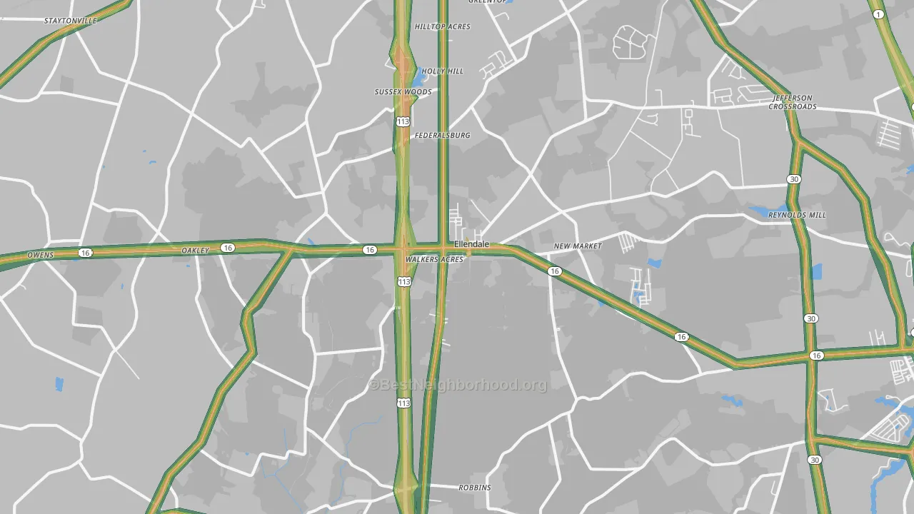 Ellendale, DE Map of Noise Levels in Ellendale