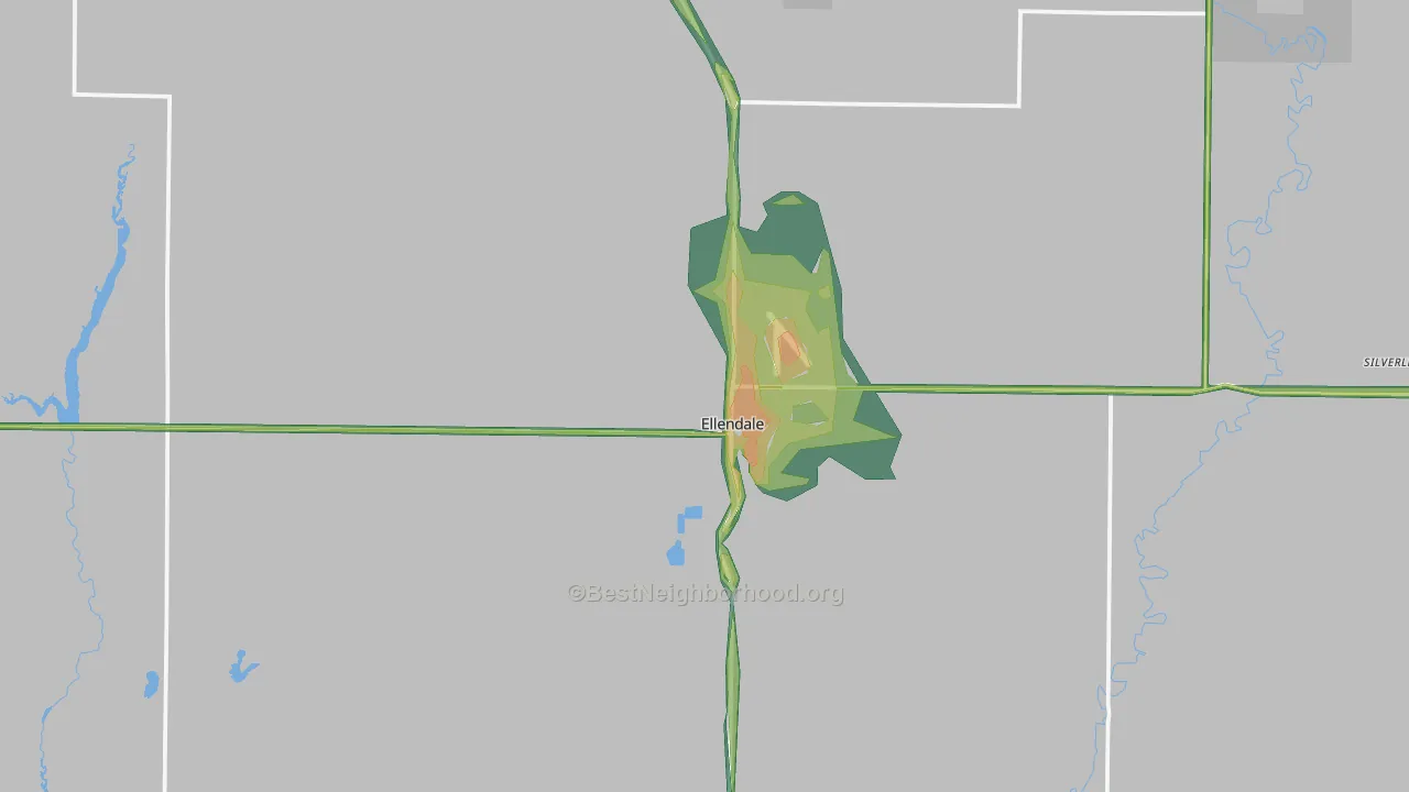 Ellendale, ND Map of Noise Levels in Ellendale