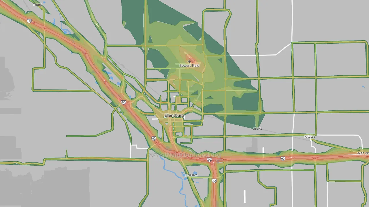 Ellensburg, WA Map of Noise Levels in Ellensburg