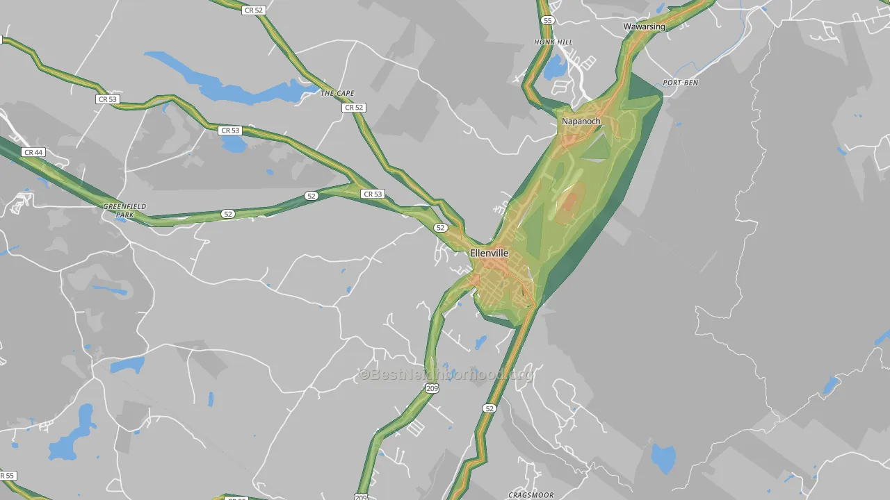 Ellenville, NY Map of Noise Levels in Ellenville