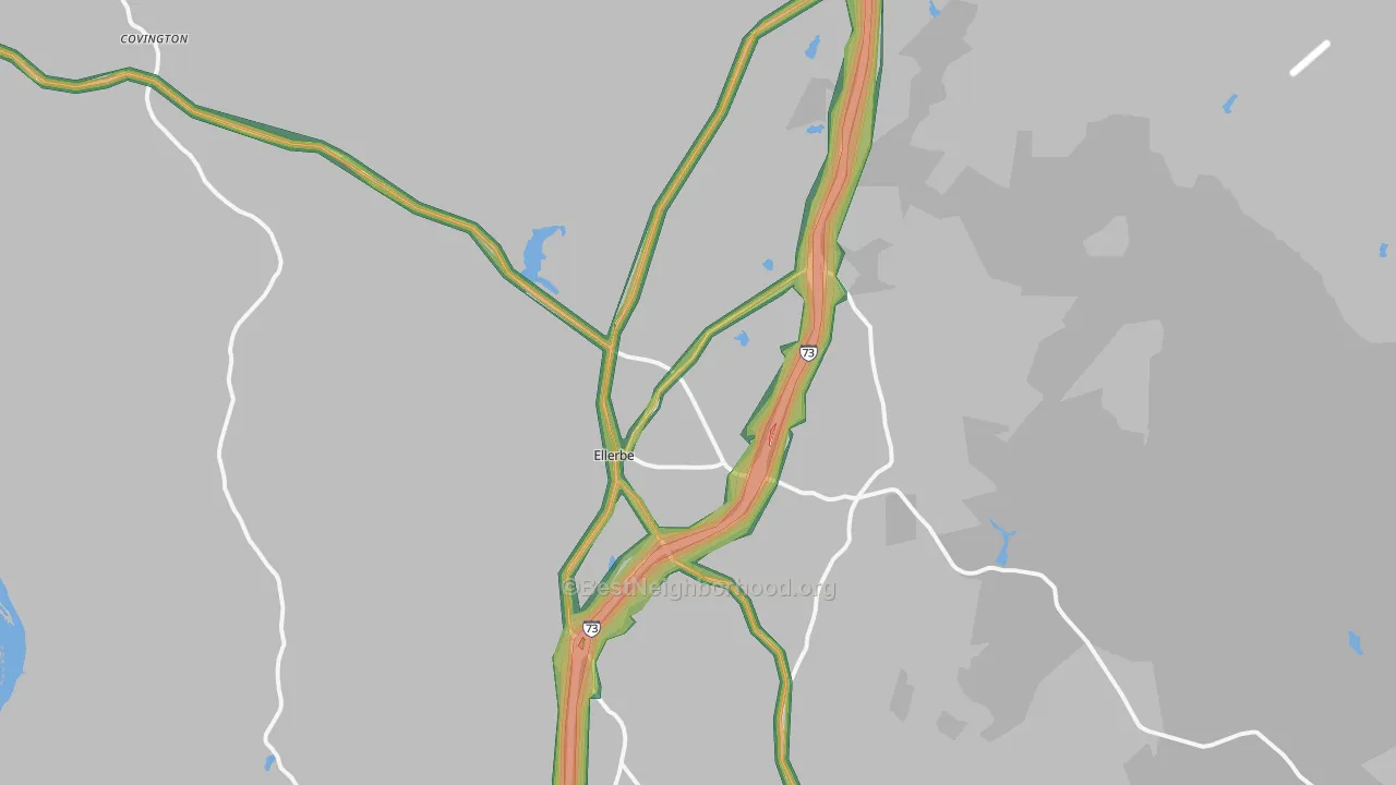 Ellerbe, NC Map of Noise Levels in Ellerbe