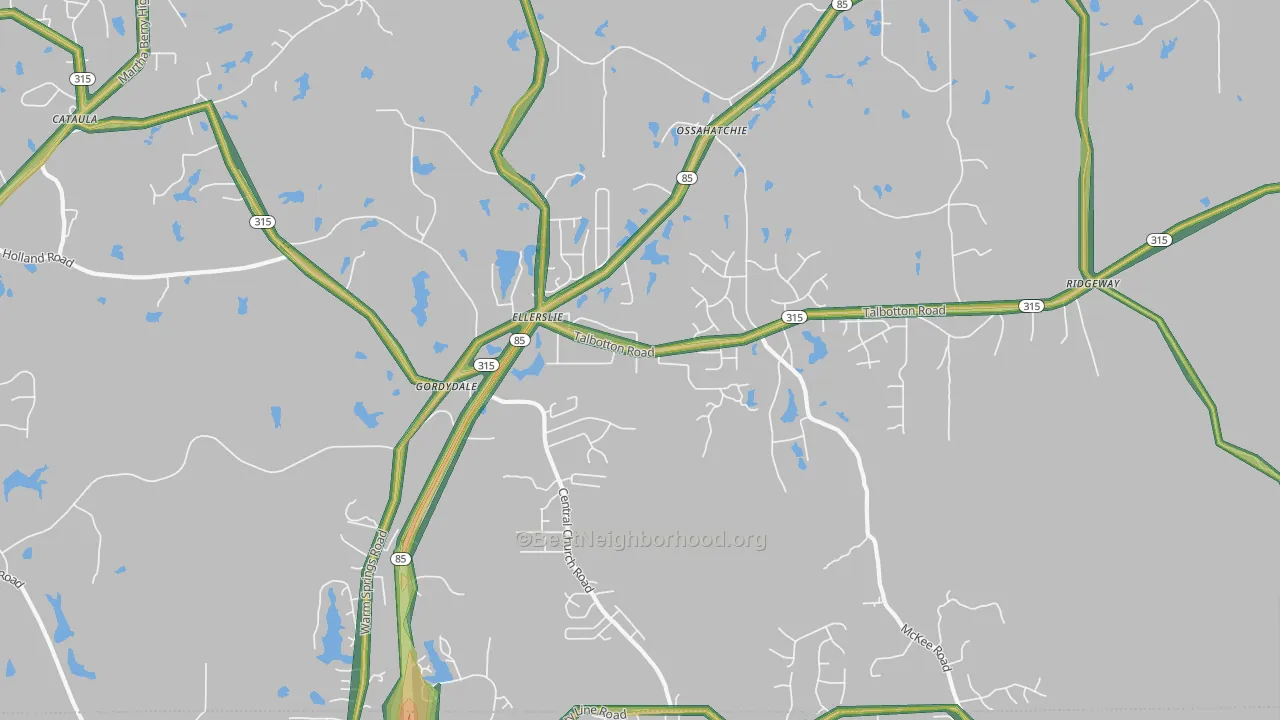 Ellerslie, GA Map of Noise Levels in Ellerslie