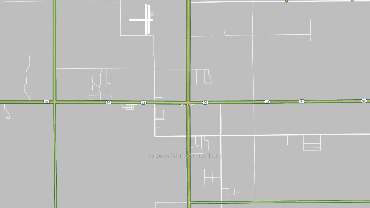 Ellicott, CO Map of Noise Levels in Ellicott