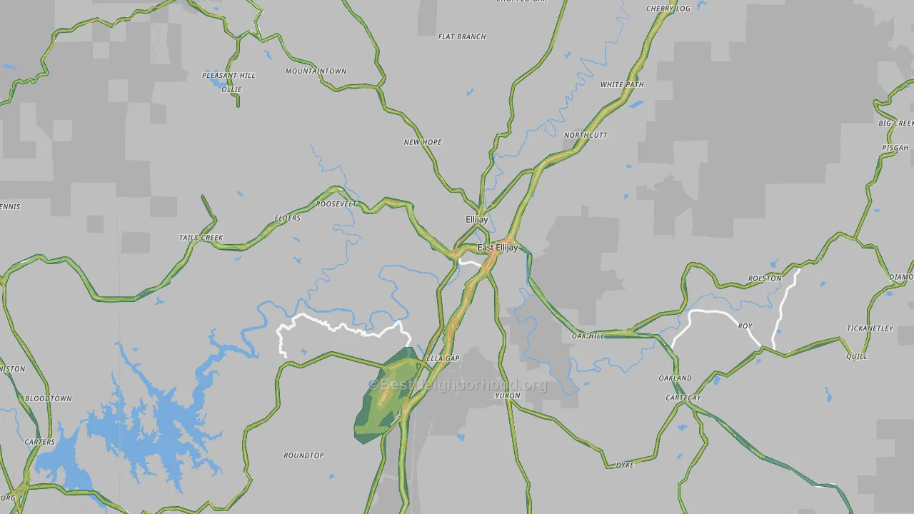 Ellijay, GA Map of Noise Levels in Ellijay
