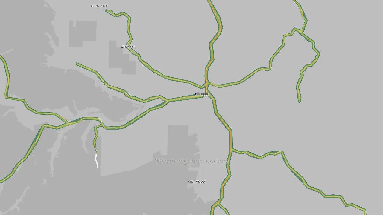 Ellington, MO Map of Noise Levels in Ellington