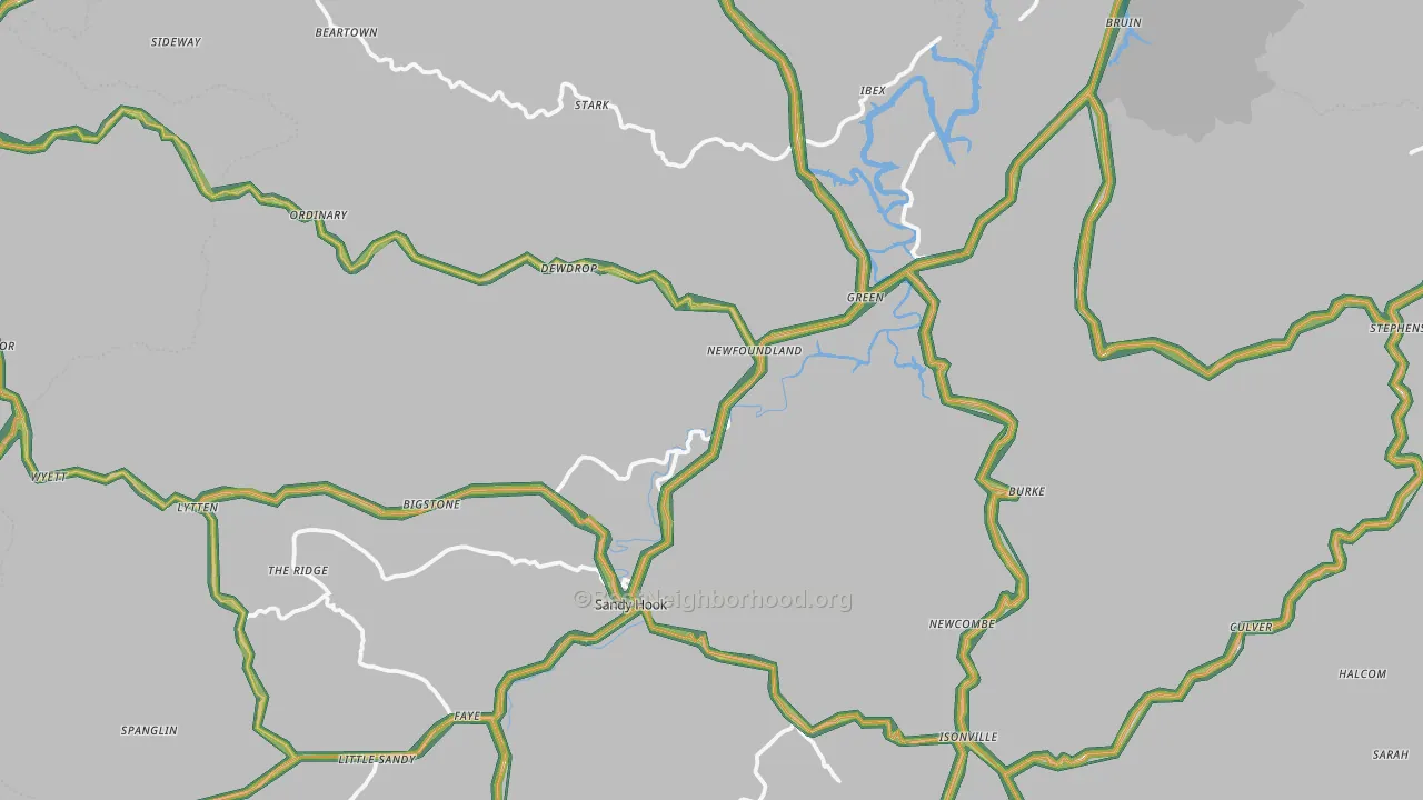 Elliott County, KY Map of Noise Levels in Elliott County