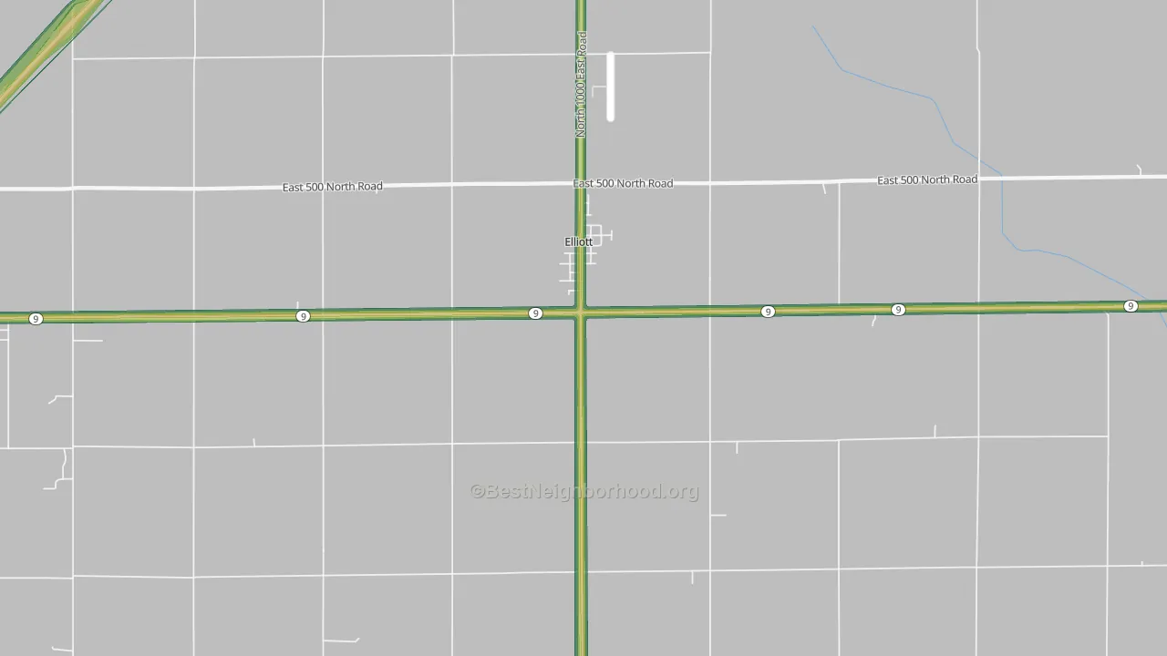 Elliott, IL Map of Noise Levels in Elliott