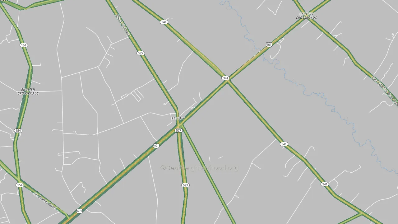 Elliott, SC Map of Noise Levels in Elliott