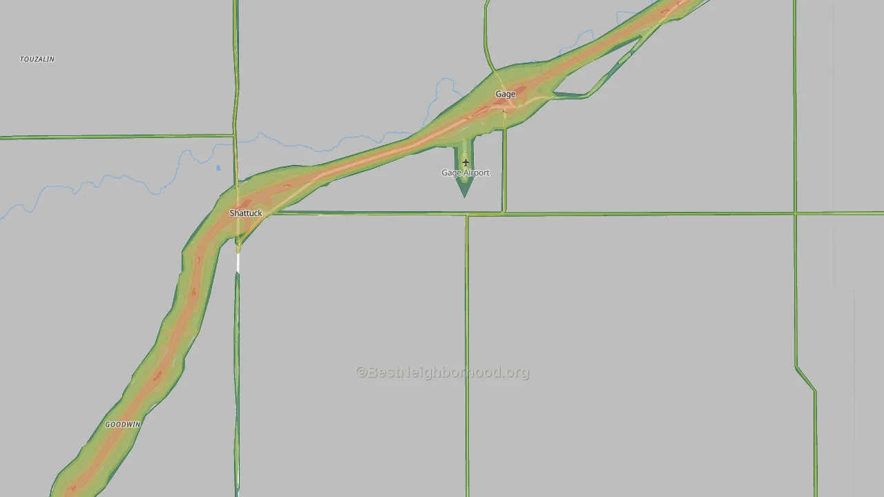 Ellis County, OK Map of Noise Levels in Ellis County