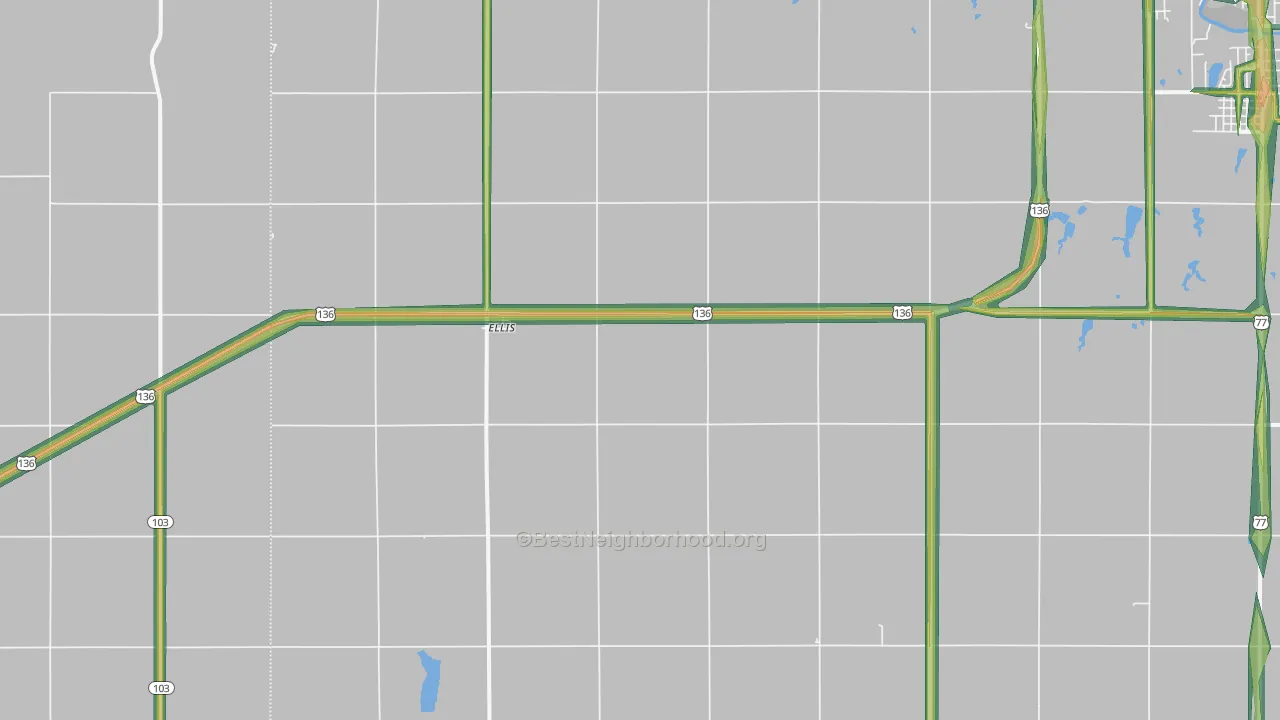 Ellis, NE Map of Noise Levels in Ellis