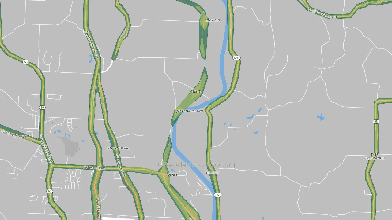 Ellis, OH Map of Noise Levels in Ellis