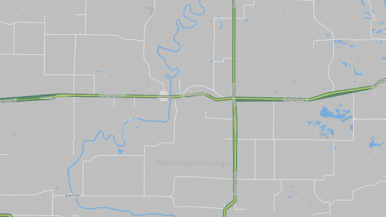 Ellisville, IL Map of Noise Levels in Ellisville