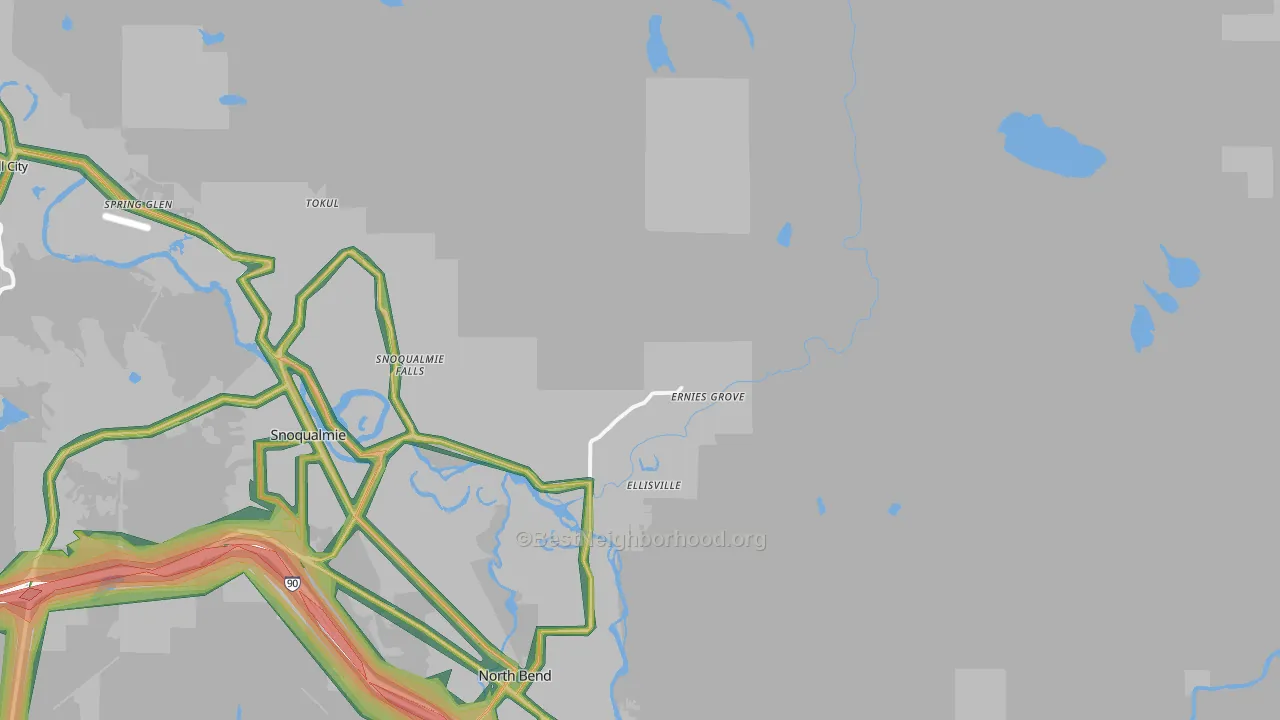 Ellisville, WA Map of Noise Levels in Ellisville