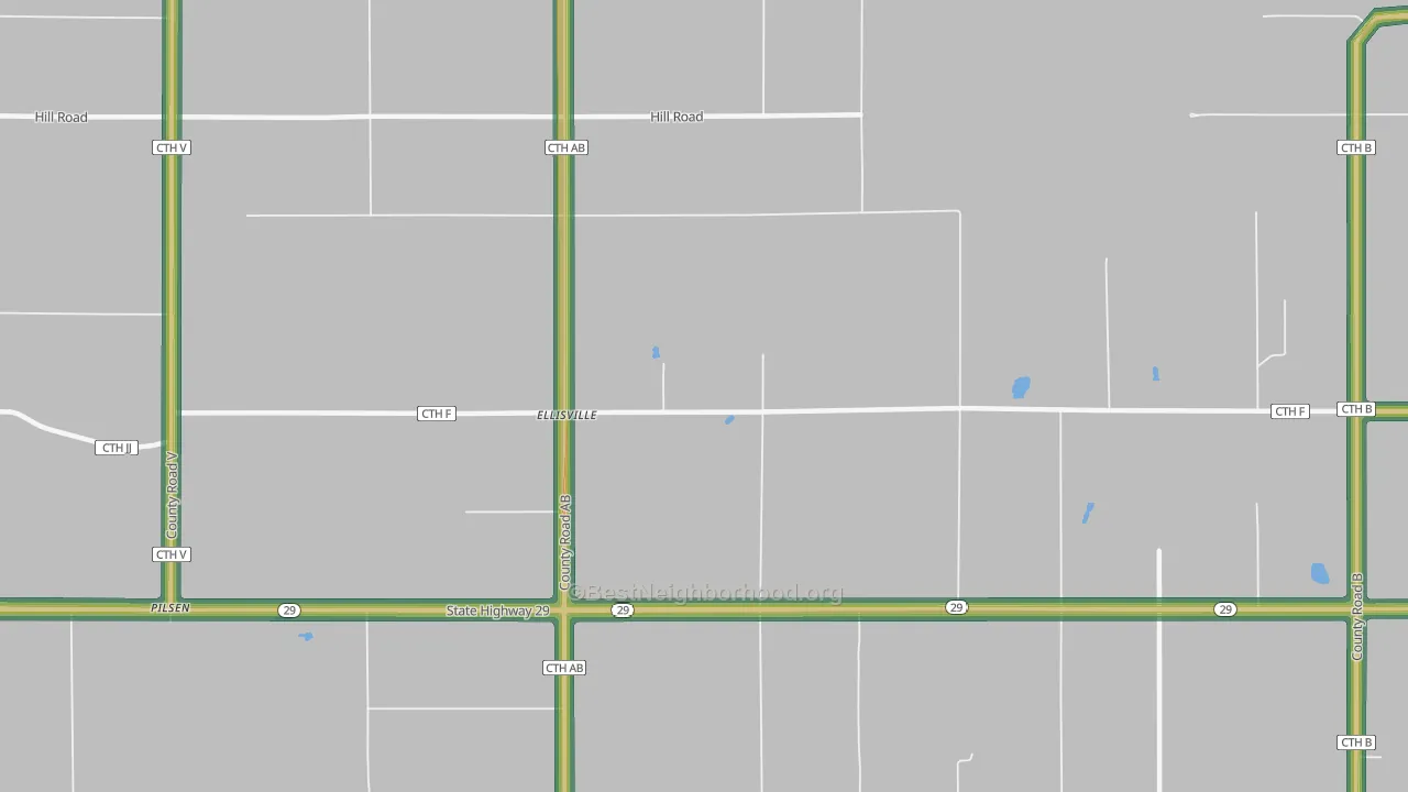 Ellisville, WI Map of Noise Levels in Ellisville