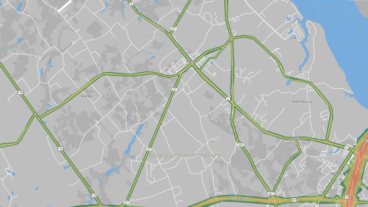 Elloree, SC Map of Noise Levels in Elloree