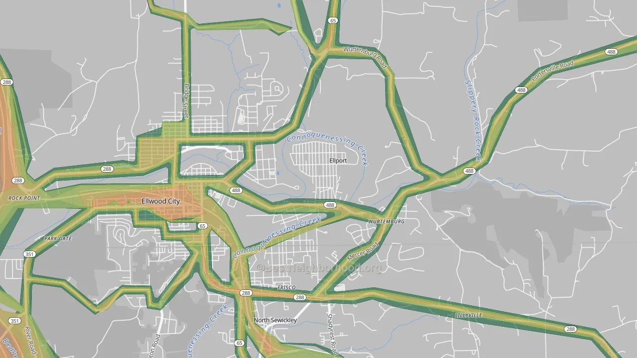 Ellport, PA Map of Noise Levels in Ellport