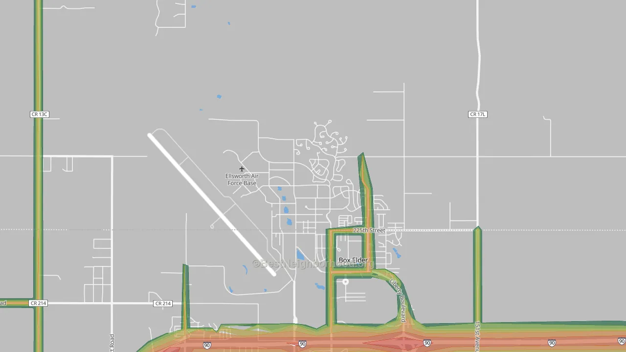 Ellsworth Afb, SD Map of Noise Levels in Ellsworth Afb