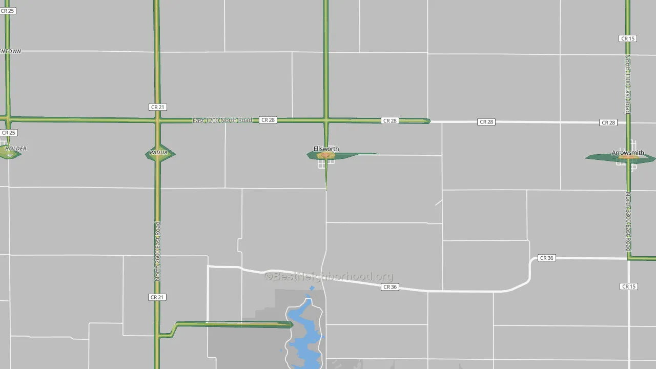 Ellsworth, IL Map of Noise Levels in Ellsworth