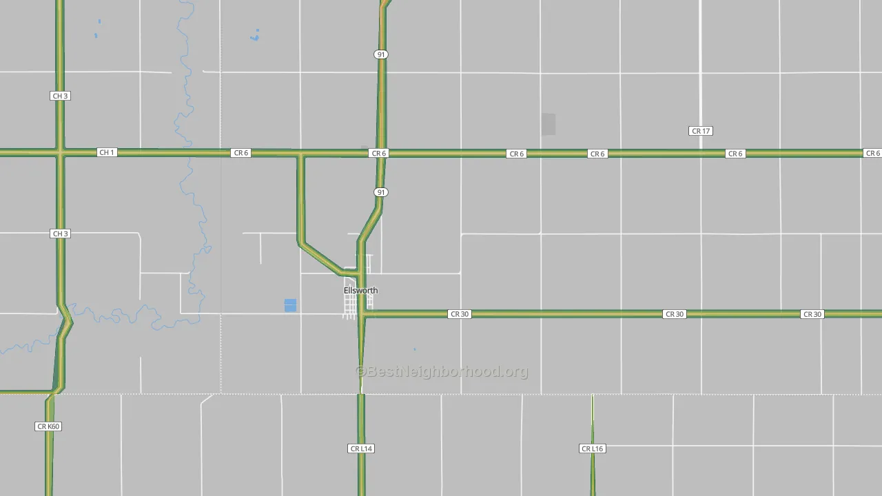 Ellsworth, MN Map of Noise Levels in Ellsworth