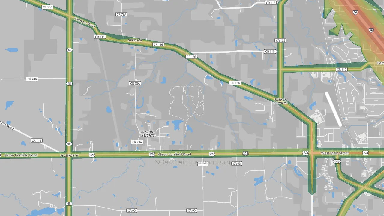 Ellsworth, OH Map of Noise Levels in Ellsworth
