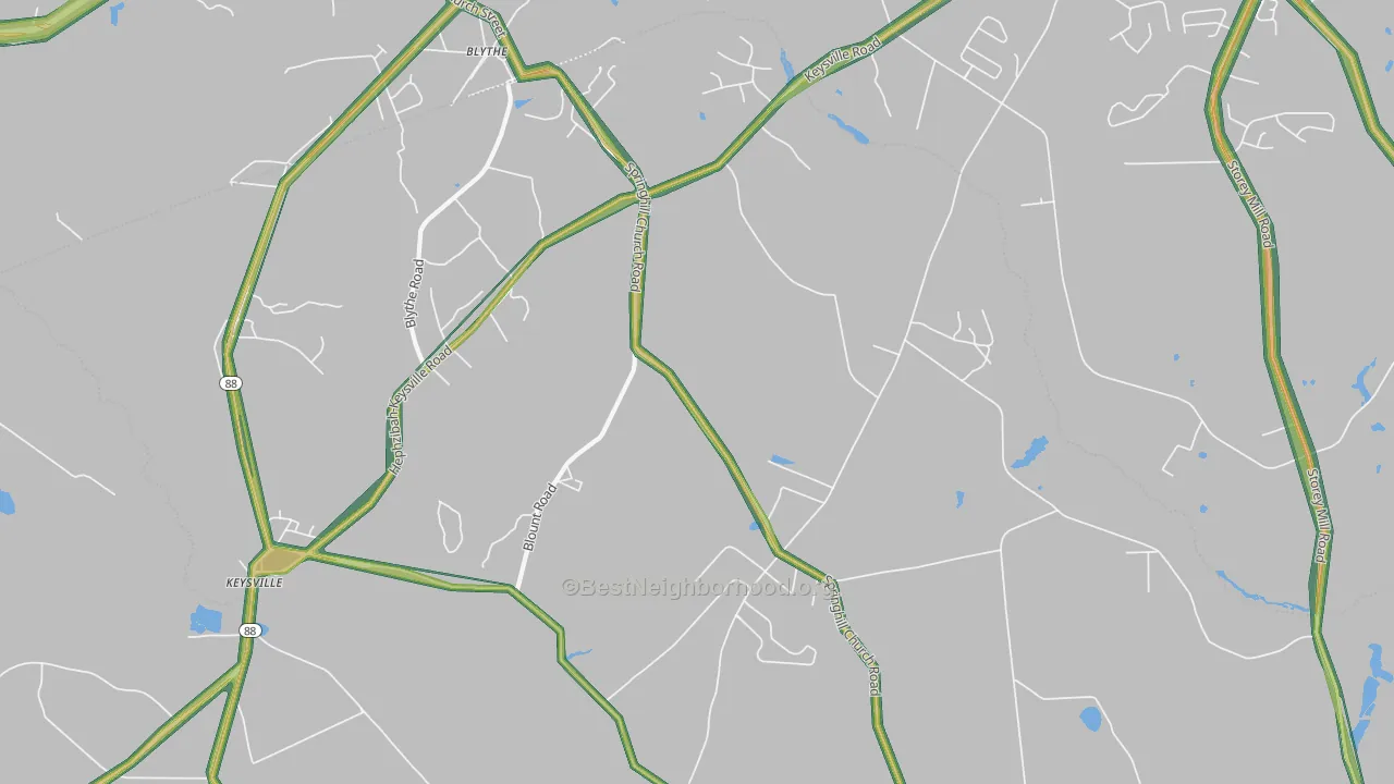 Ellwood, GA Map of Noise Levels in Ellwood