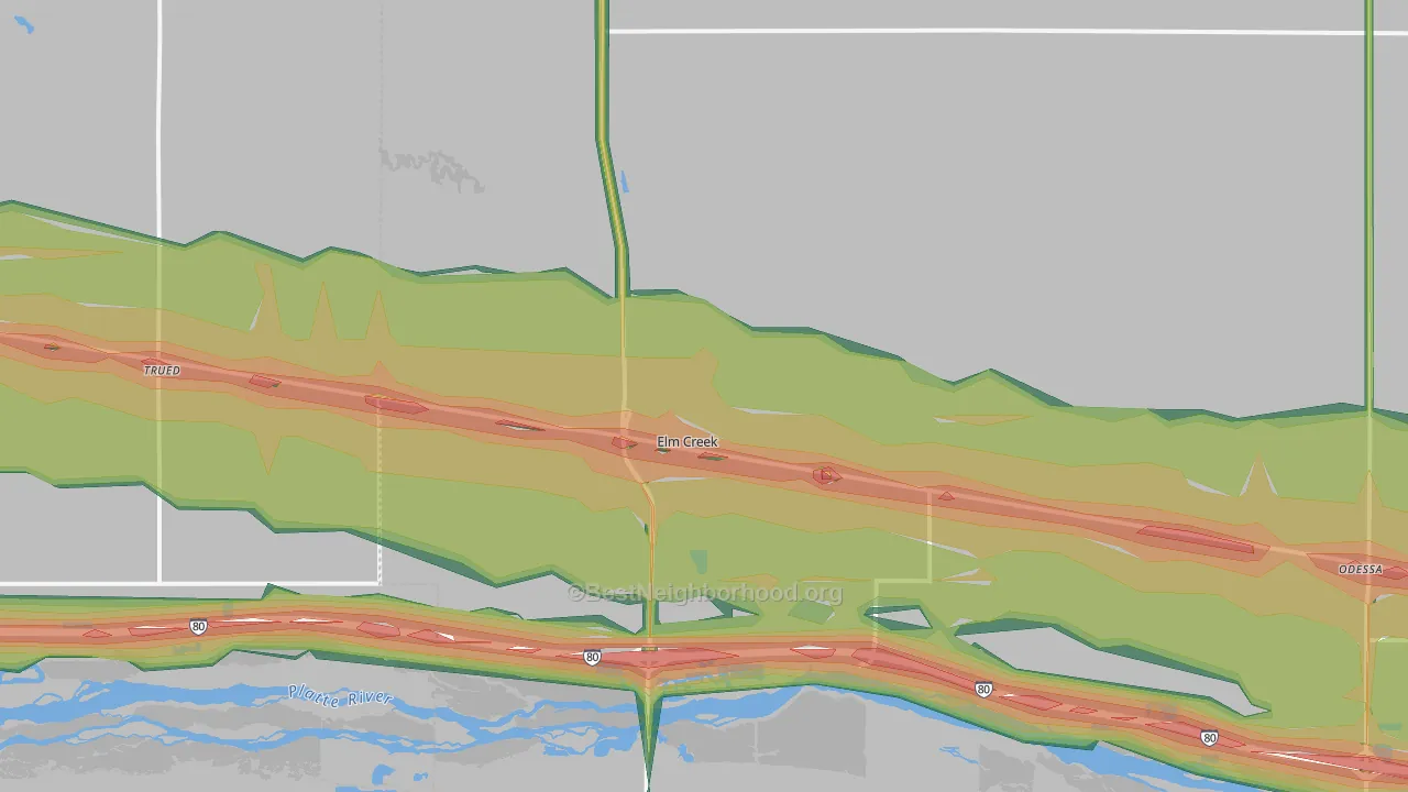 Elm Creek, NE Map of Noise Levels in Elm Creek