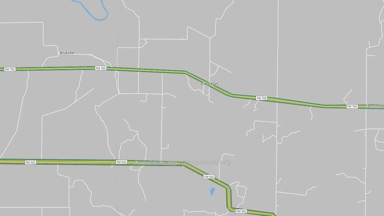 Elm Grove, TX Map of Noise Levels in Elm Grove