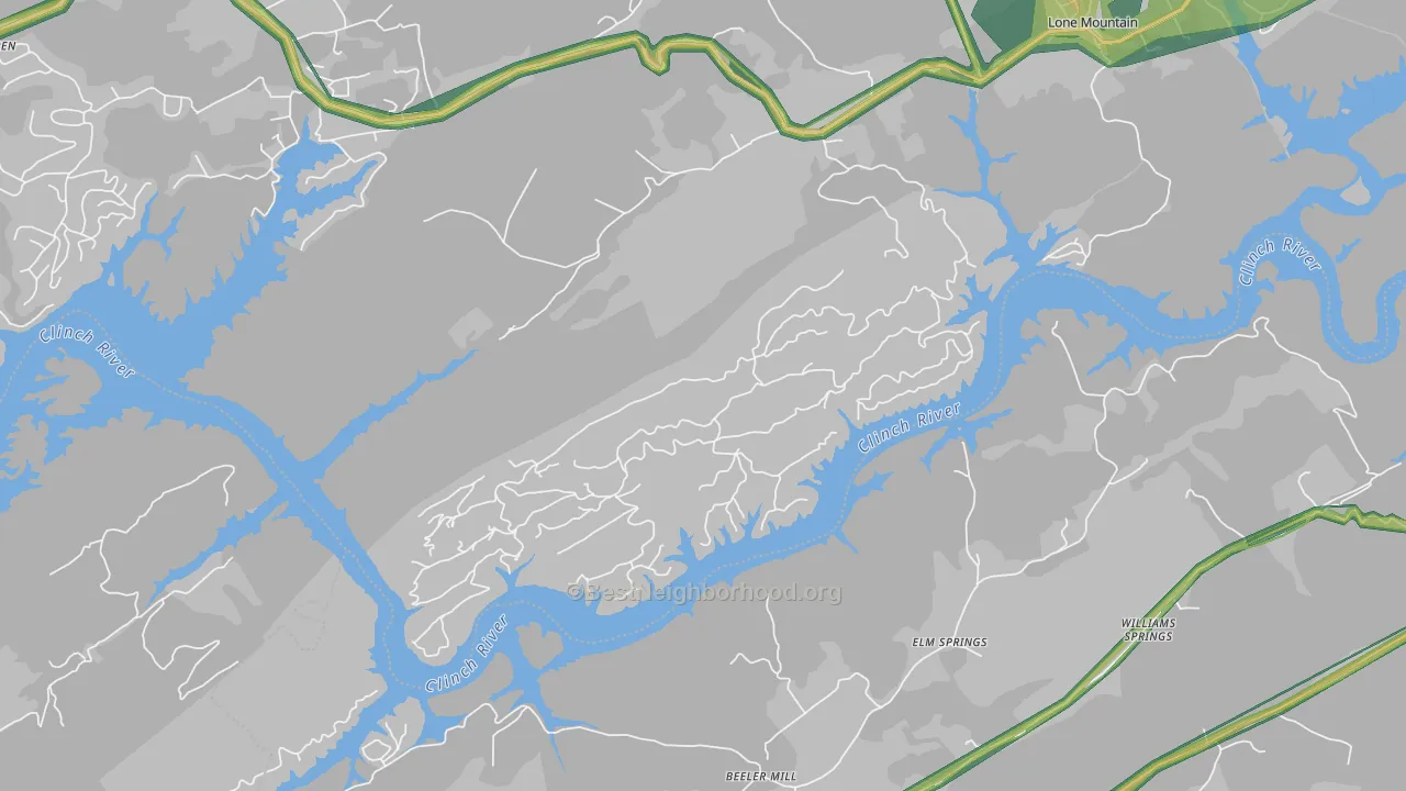 Elm Springs, TN Map of Noise Levels in Elm Springs