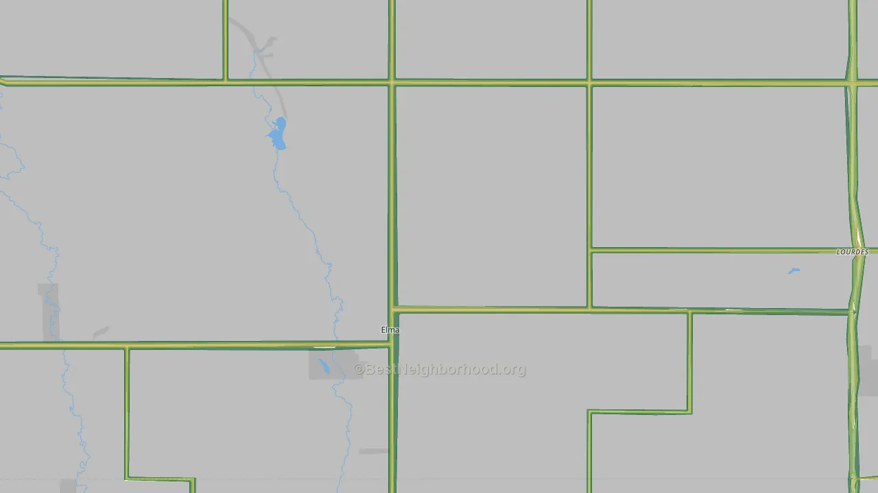 Elma, IA Map of Noise Levels in Elma