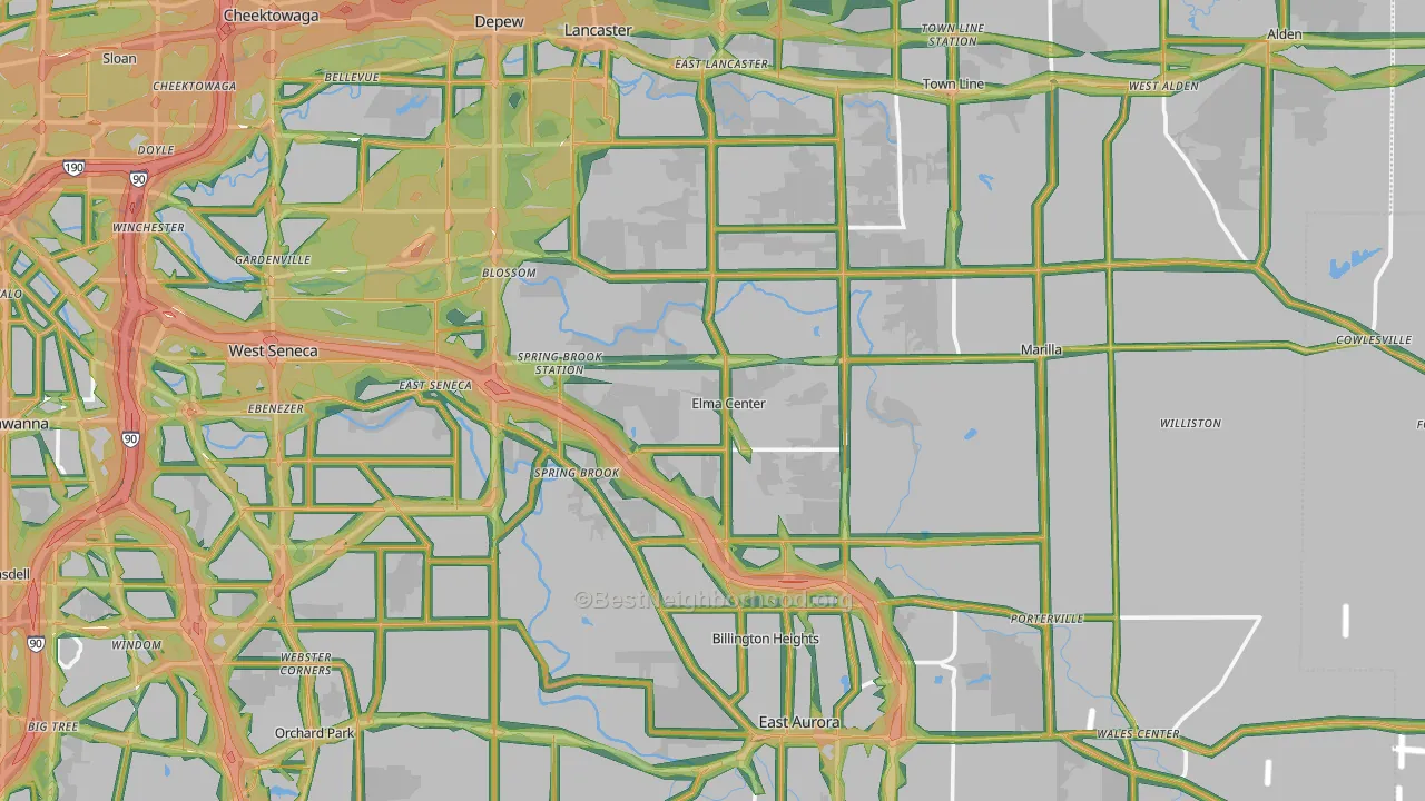 Elma, NY Map of Noise Levels in Elma