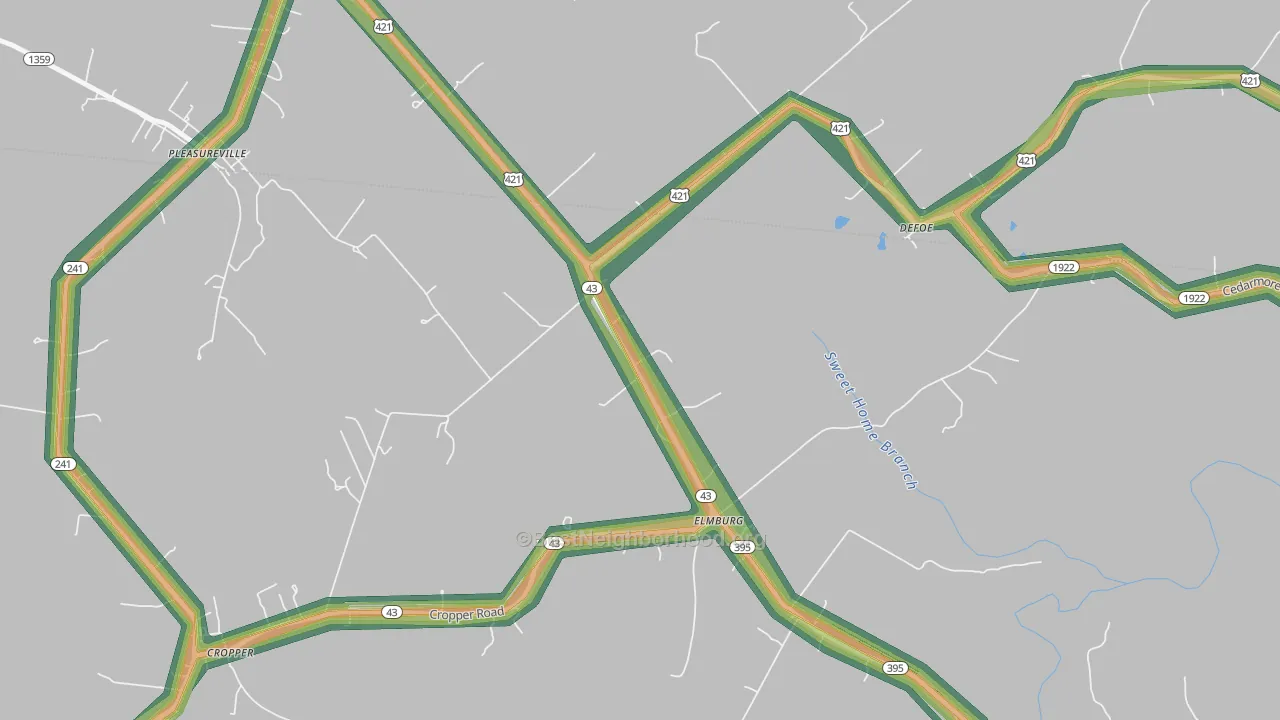 Elmburg, KY Map of Noise Levels in Elmburg