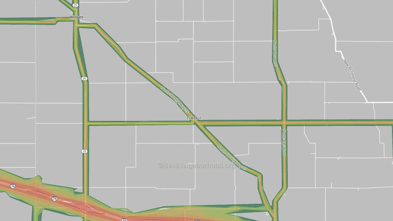 Elmdale, IN Map of Noise Levels in Elmdale