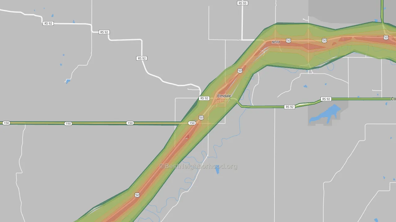 Elmdale, KS Map of Noise Levels in Elmdale