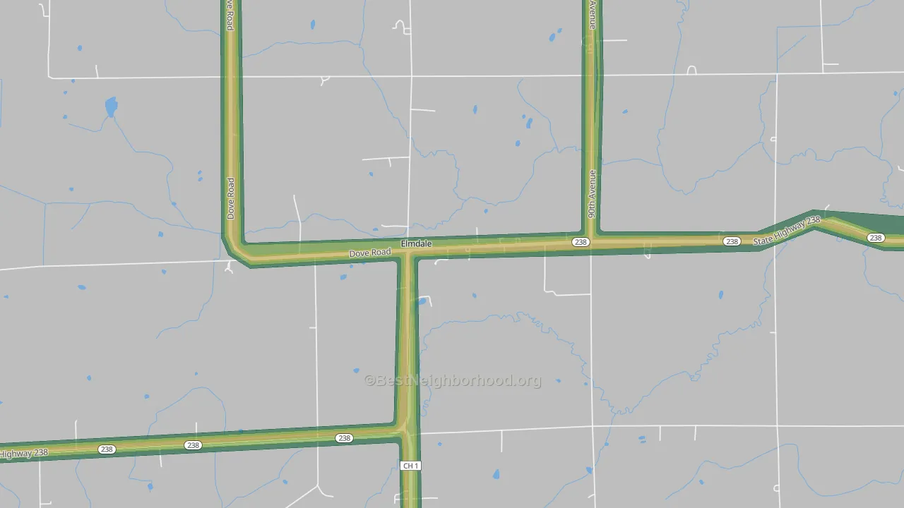 Elmdale, MN Map of Noise Levels in Elmdale