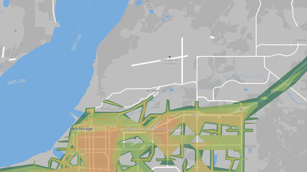 Elmendorf Afb, AK Map of Noise Levels in Elmendorf Afb