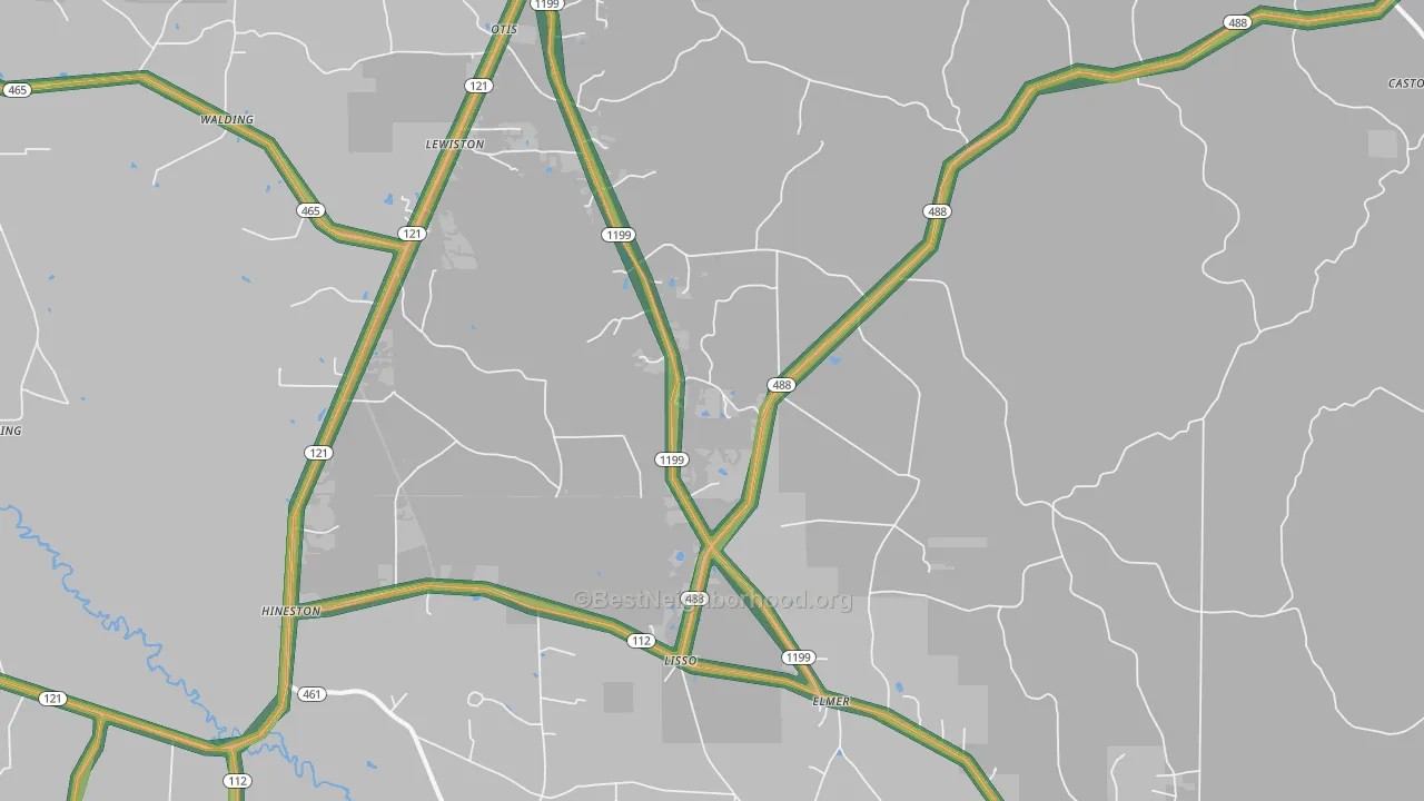 Elmer, LA Map of Noise Levels in Elmer