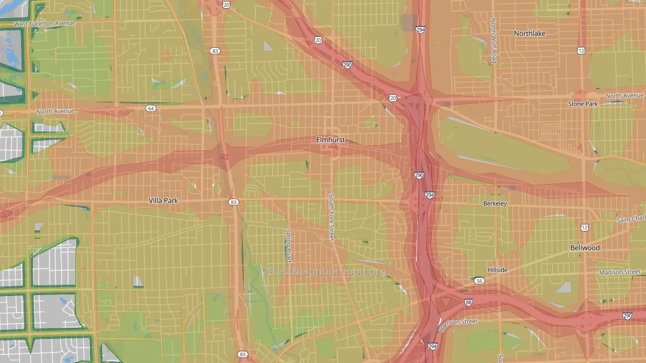 Elmhurst, IL Map of Noise Levels in Elmhurst