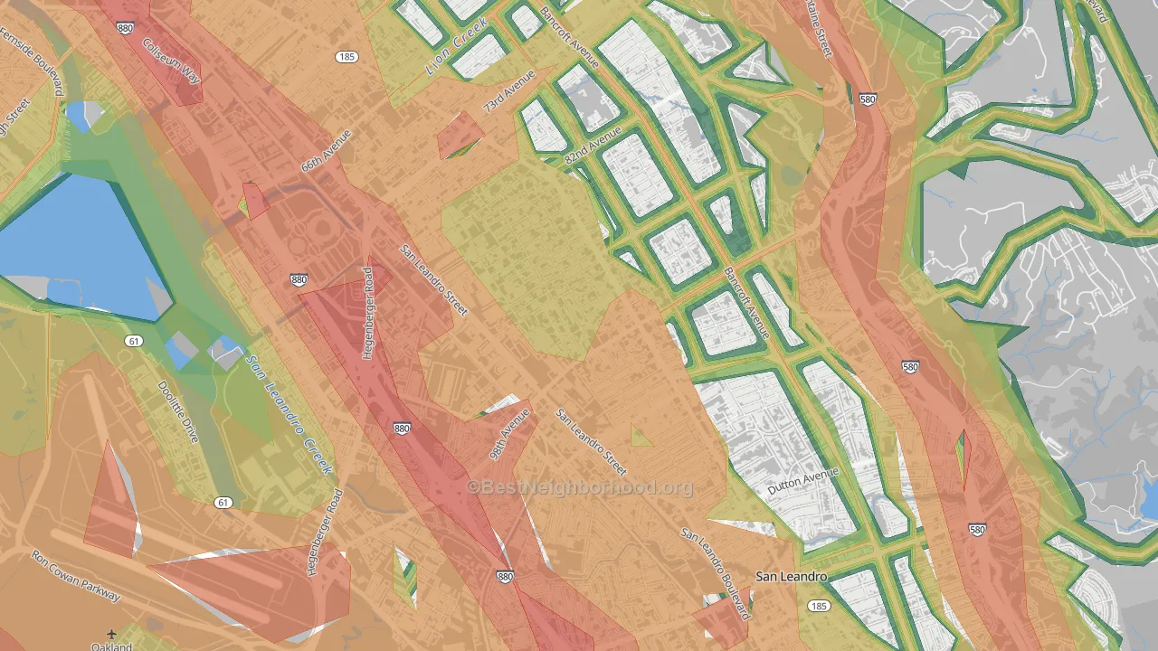 Elmhurst Park, Oakland, CA Map of Noise Levels in Elmhurst Park