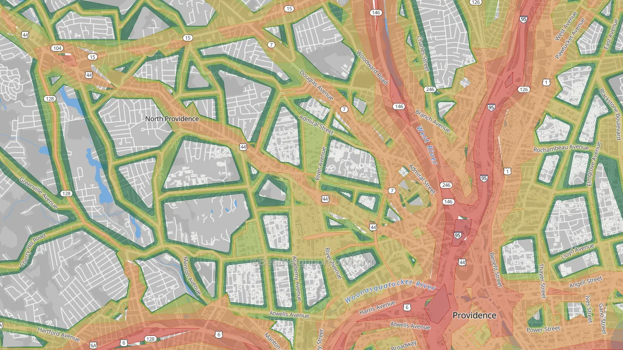 Elmhurst, Providence, RI Map of Noise Levels in Elmhurst