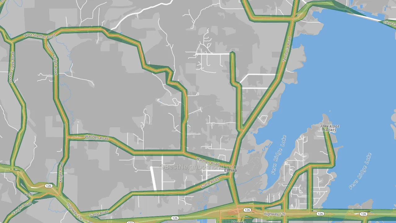 Elmira, OR Map of Noise Levels in Elmira