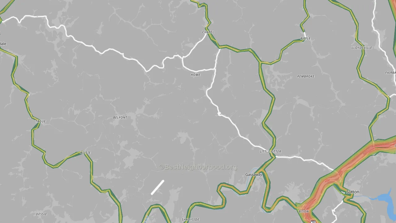 Elmira, WV Map of Noise Levels in Elmira
