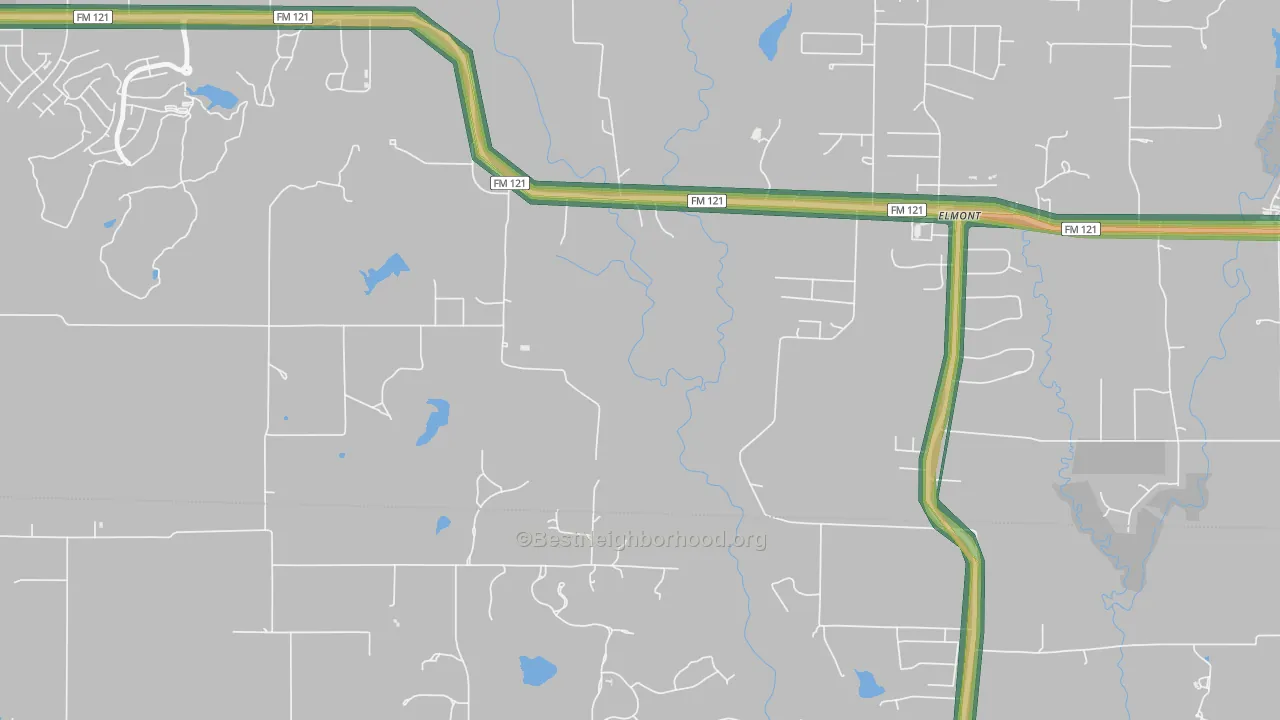 Elmont, TX Map of Noise Levels in Elmont