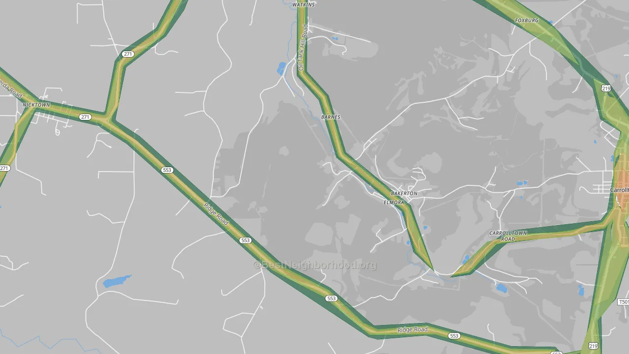 Elmora, PA Map of Noise Levels in Elmora