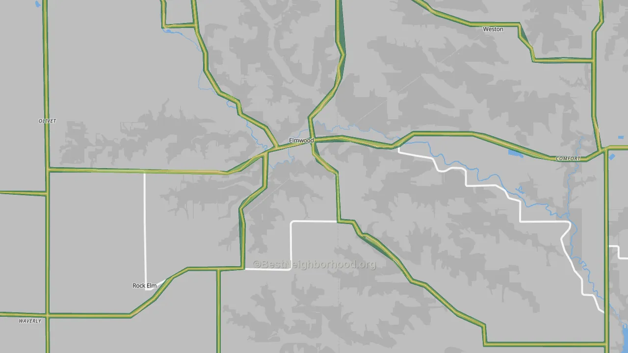 Elmwood, WI Map of Noise Levels in Elmwood