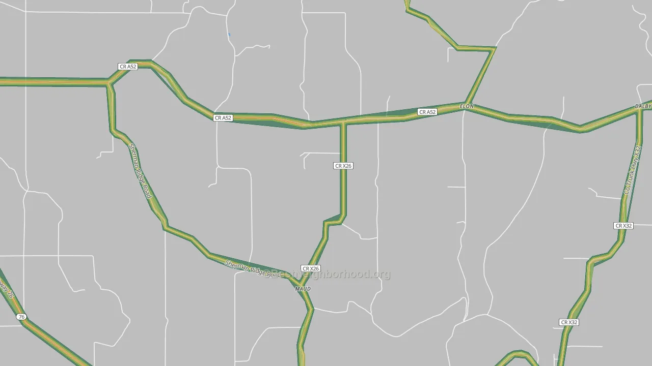 Elon, IA Map of Noise Levels in Elon