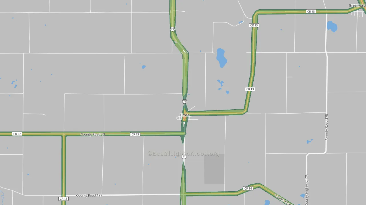 Elrosa, MN Map of Noise Levels in Elrosa