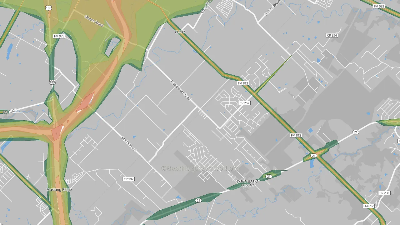 Elroy, TX Map of Noise Levels in Elroy